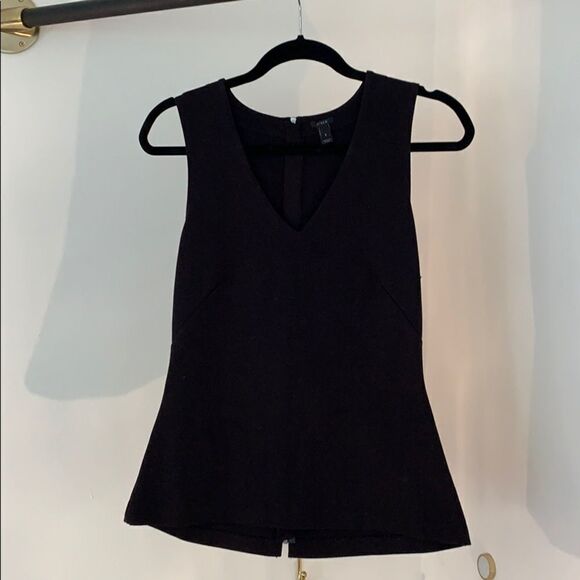 J Crew V Neck Peplum Top - Black Small - Picture 1 of 3